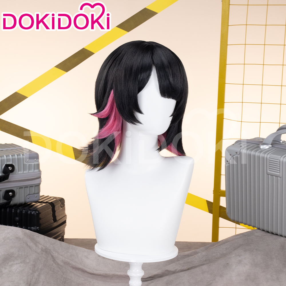 【Partially Ready For Ship】DokiDoki Game Zenless Zone Zero Cosplay  Ellen Joe Wig / Hair Clip / Earring / Hairband Short Black Red Highlight Hair