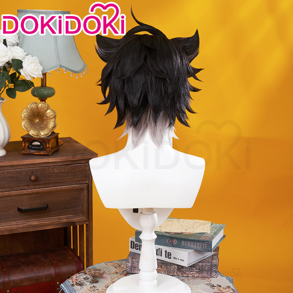 【US/EU LOCAL SHIPPING】【DokiDoki Game Genshin Impact Cosplay Fontaine Wriothesley Wig Short Black Grey