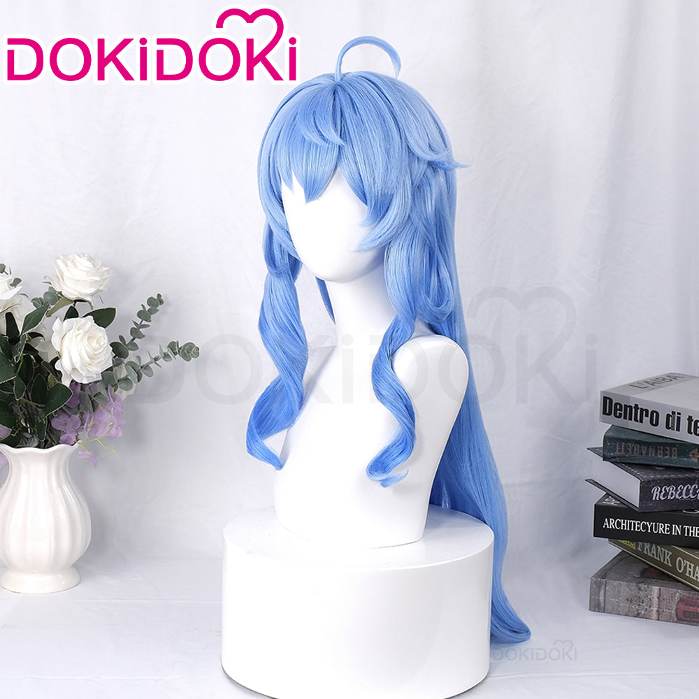 【Ready For Ship】DokiDoki Game Genshin Impact Cosplay Ganyu Gan Yu  Wig / Horn Women Long Blue Wig