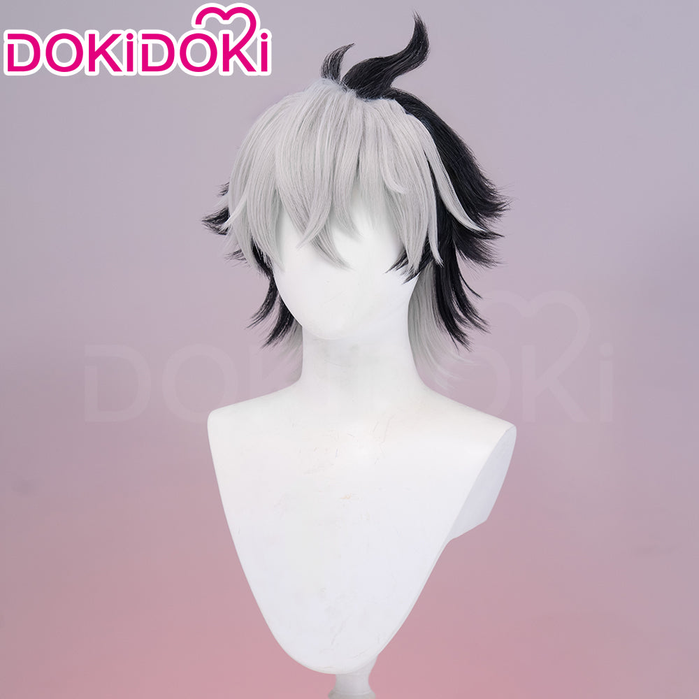 【Partial Ready For Ship】DokiDoki Game Zenless Zone Zero Cosplay Komano Manato Wig / Ears / Tail Short Curly Black Red Silver Hair ZZZ