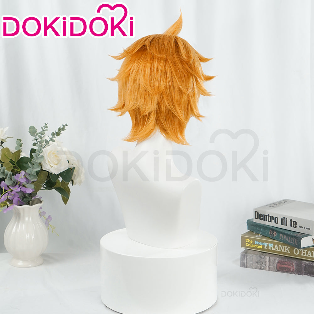 【Wig Ready For Ship】DokiDoki Game Genshin Impact Cosplay Tartaglia / Childe Cosplay Wig Men Short Orange Wig / Earring