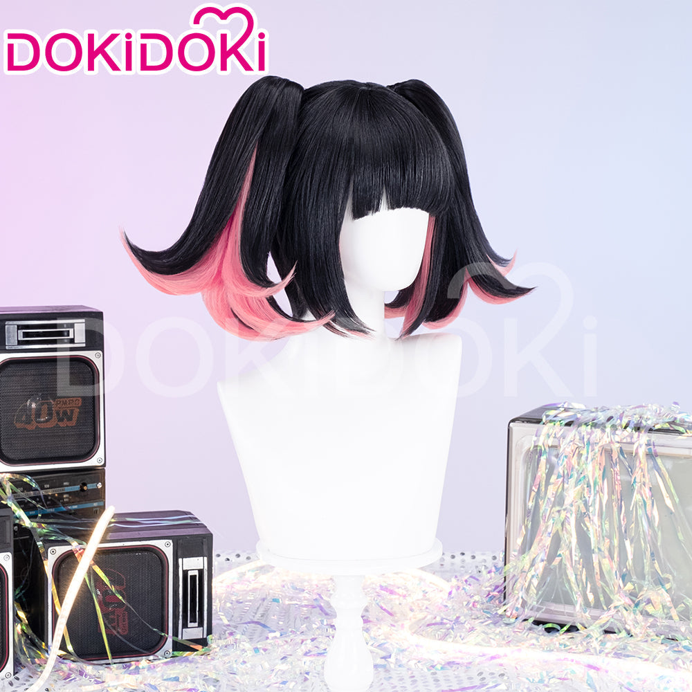 DokiDoki Game Zenless Zone Zero Cosplay Nangong Yu Wig Angels of Delusion Short Straight Black Pink Double Tail Hair  ZZZ Nan Gong Yu