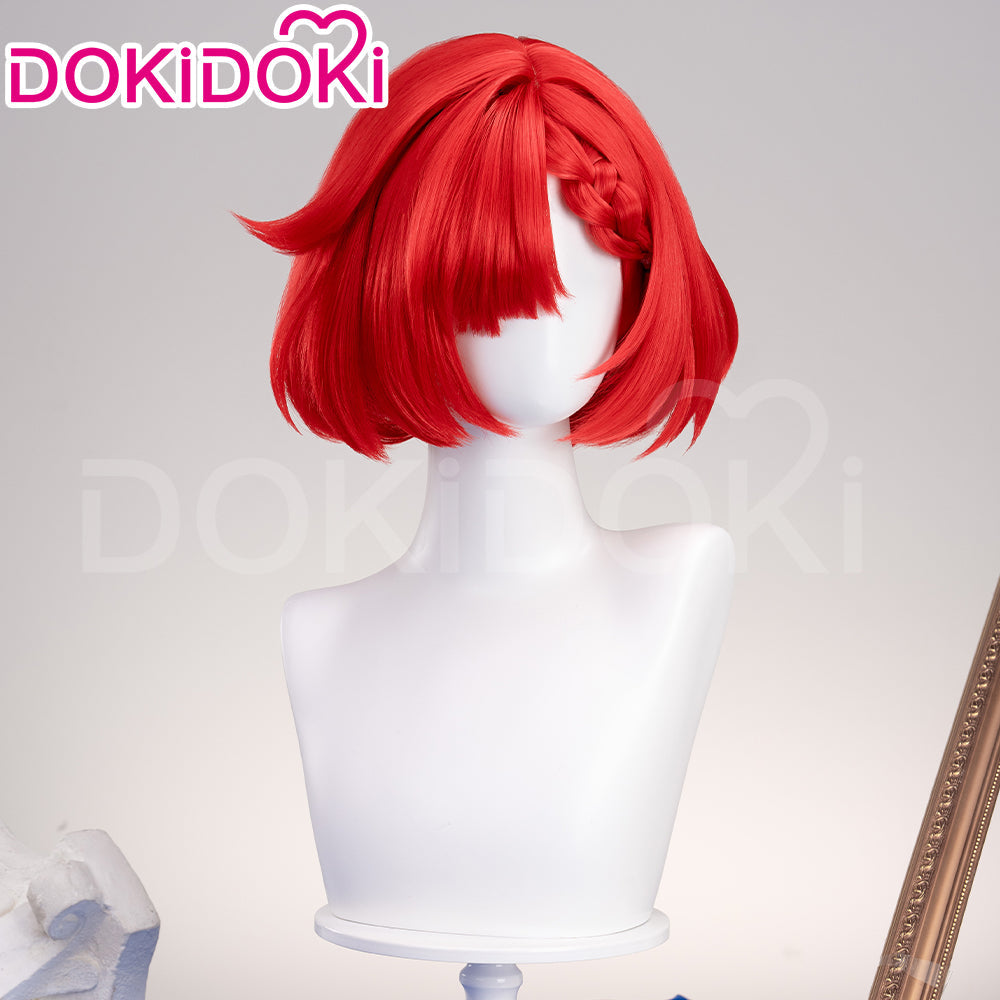 DokiDoki Game Honkai: Star Rail Cosplay Tribios Cosplay Wig Short Red Straight Wig