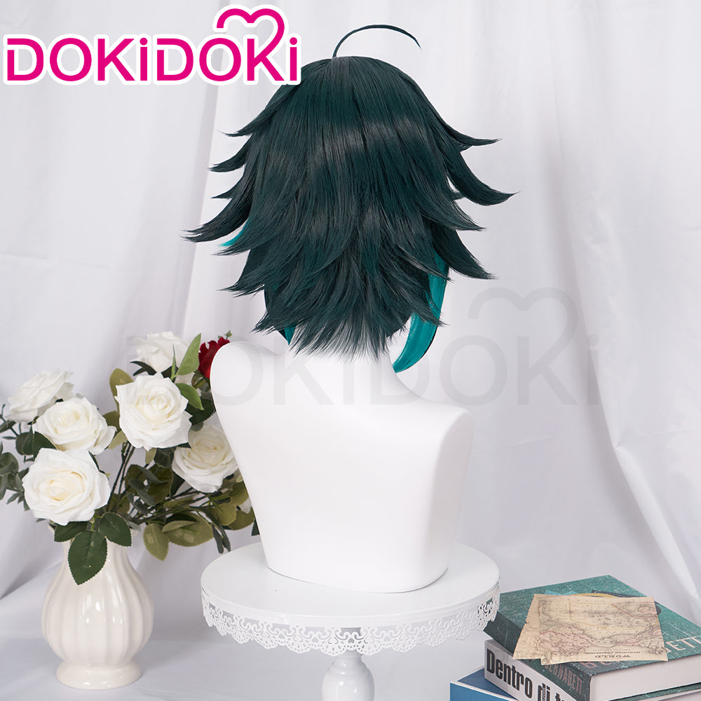 DokiDoki Game Genshin Impact Cosplay Xiao Wig Hair Short Green Wig