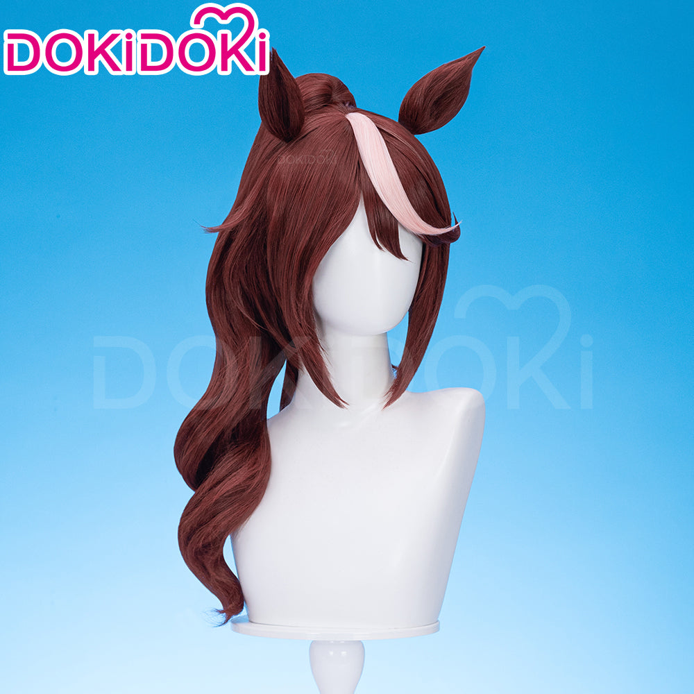 【Ready For Ship】DokiDoki Game Cosplay Wig / Tail Long Curly Brown Hair Ponytail