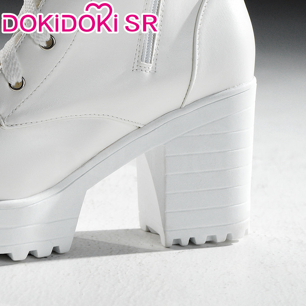 【Ready For Ship】【9CM】DokiDoki-SR Height Increasing Boots / Elevator Boots White Lace-up Boots
