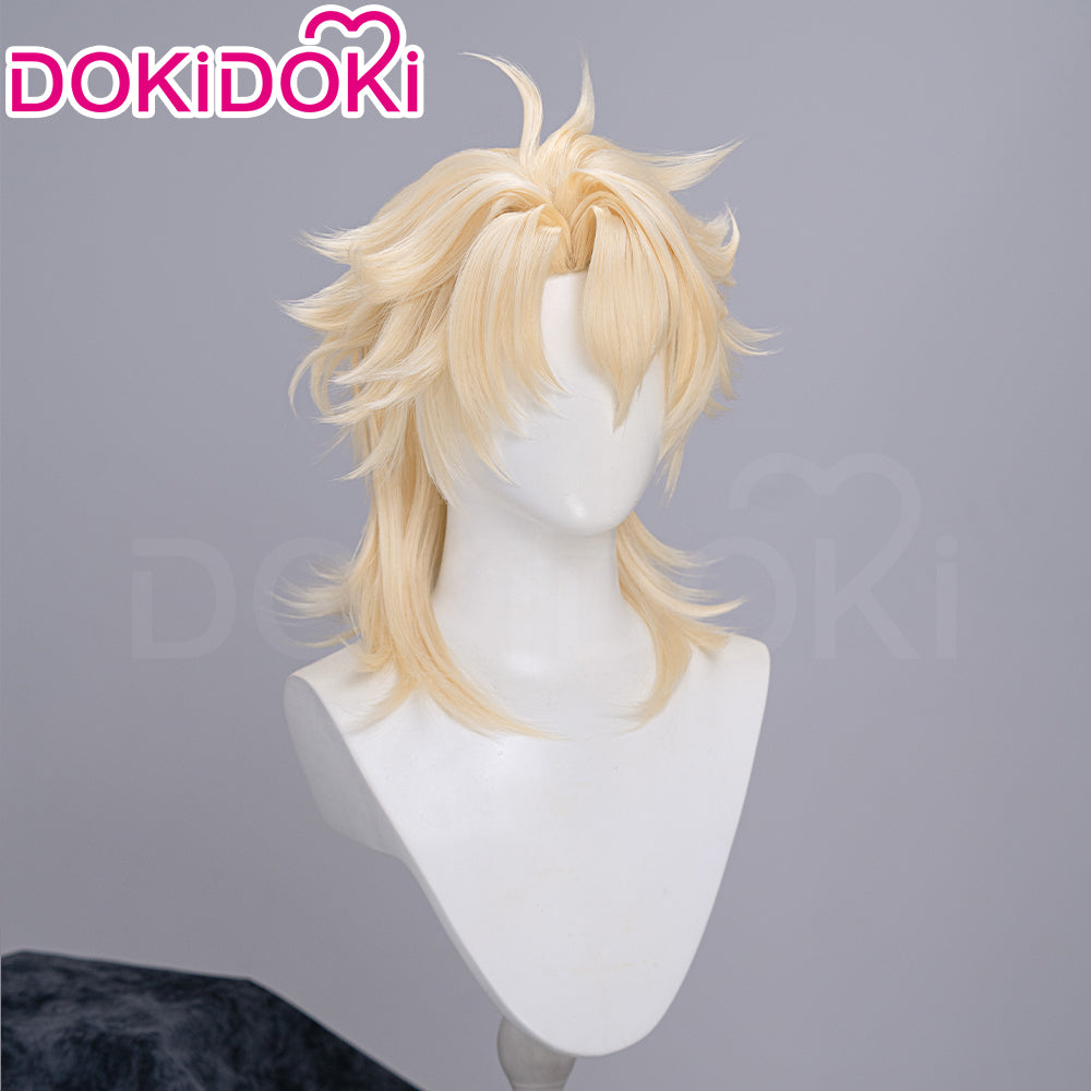 【Ready For Ship】DokiDoki Game Genshin Impact Cosplay Varka Wig Long Blond Hair Knight of Boreas Song of the Welkin Moon