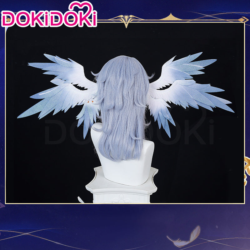 【Ready For Ship】DokiDoki Game Honkai: Star Rail Cosplay Sunday Wig Long Straight Grey Hair/ Earring / Ear Feather Hair Clips / Seraphim Wings Headwear