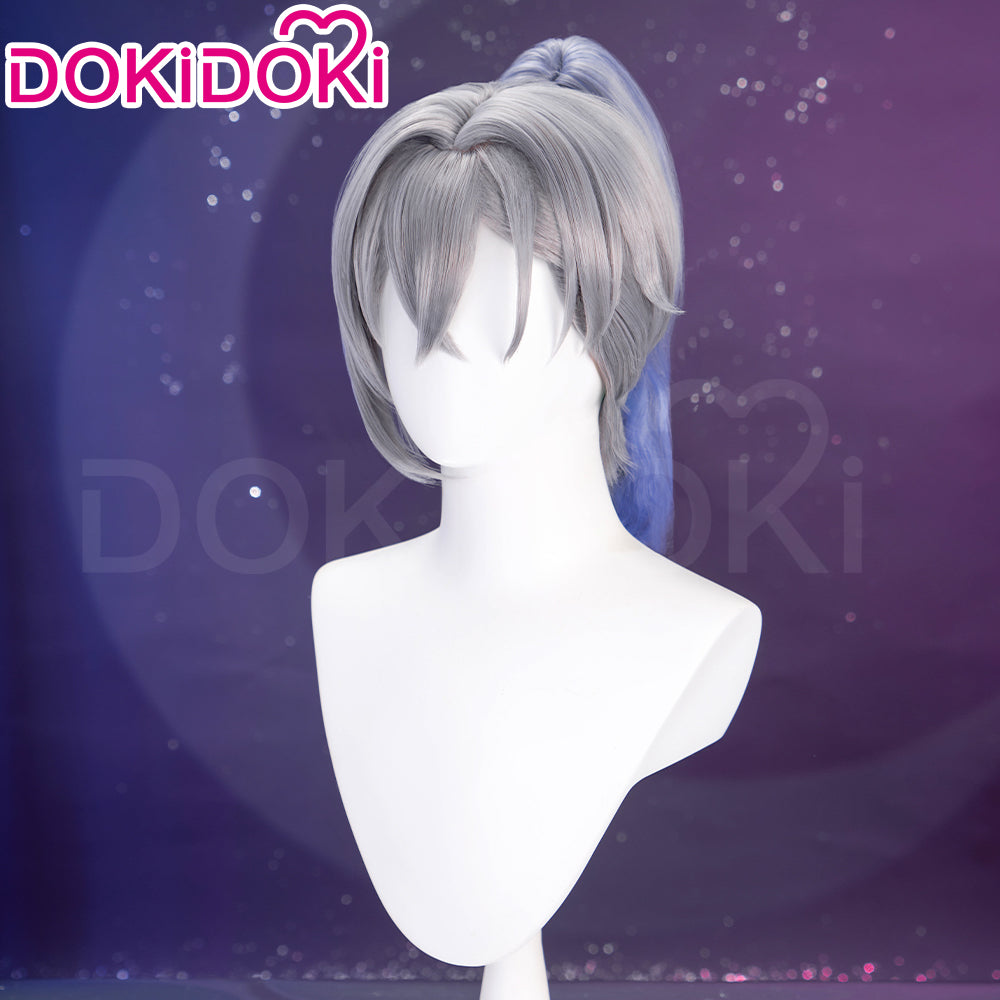 【Ready For Ship】DokiDoki Game Honkai: Star Rail Cosplay Silver Wolf / Silver Wolf LV.999 SP Wig Sliver Blue Gradient Pony Tail / Glasses / Ear Clip