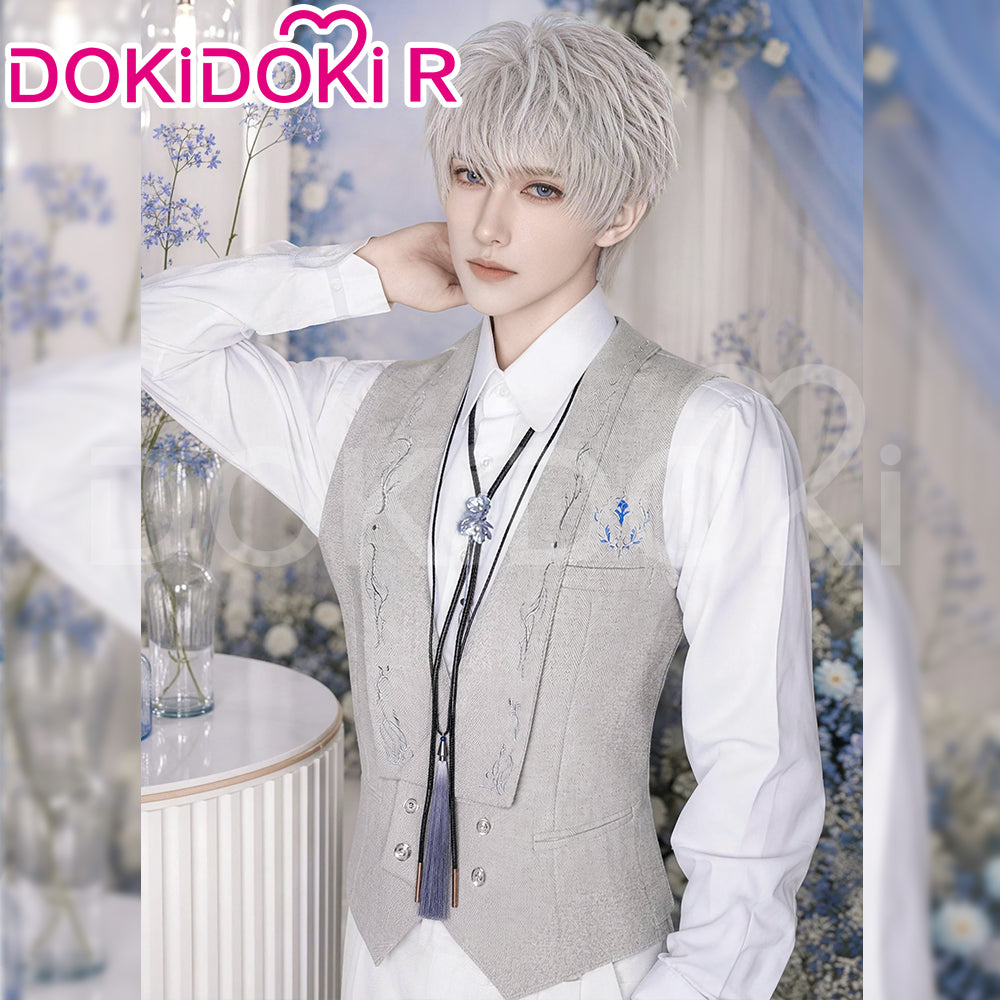DokiDoki-R Game Love and Deepspace Cosplay Xavier Costume Silvery Polyphony Suit Top Only