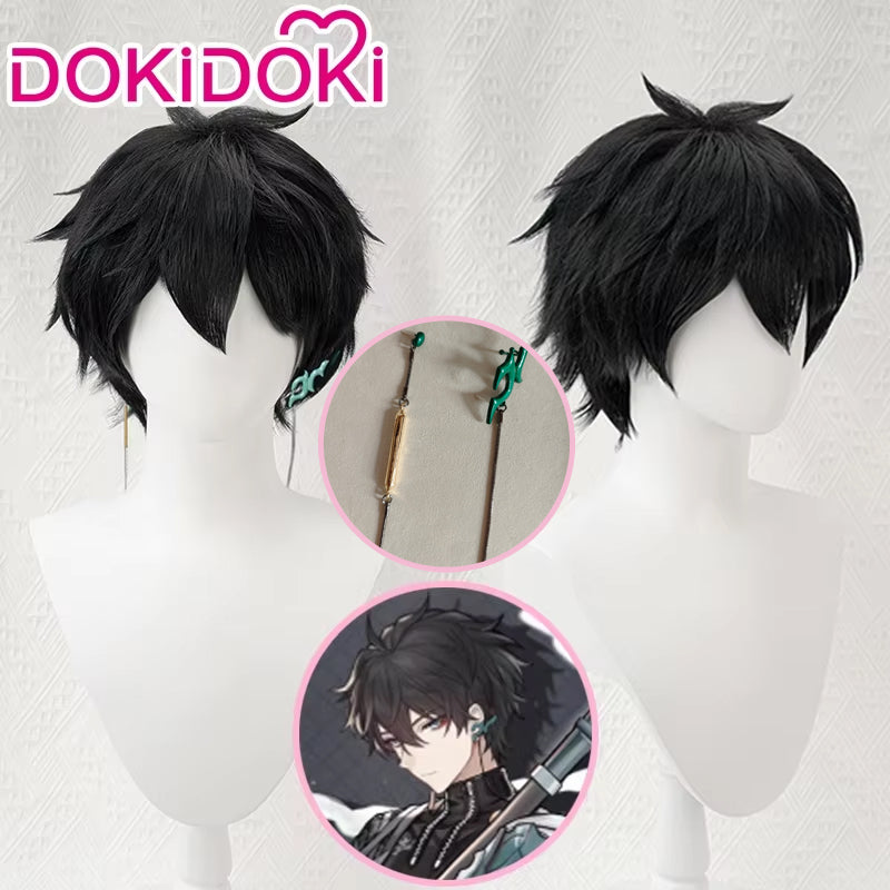 【Ready For Ship】DokiDoki Game Honkai: Star Rail Cosplay Dan Heng Cosplay Wig / Earrings Men Short Black Danheng