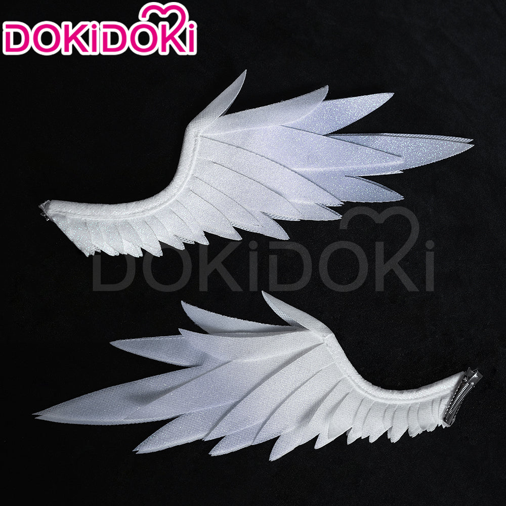 【Ready For Ship】DokiDoki Game Honkai: Star Rail Cosplay Sunday Wig Long Straight Grey Hair/ Earring / Ear Feather Hair Clips / Seraphim Wings Headwear