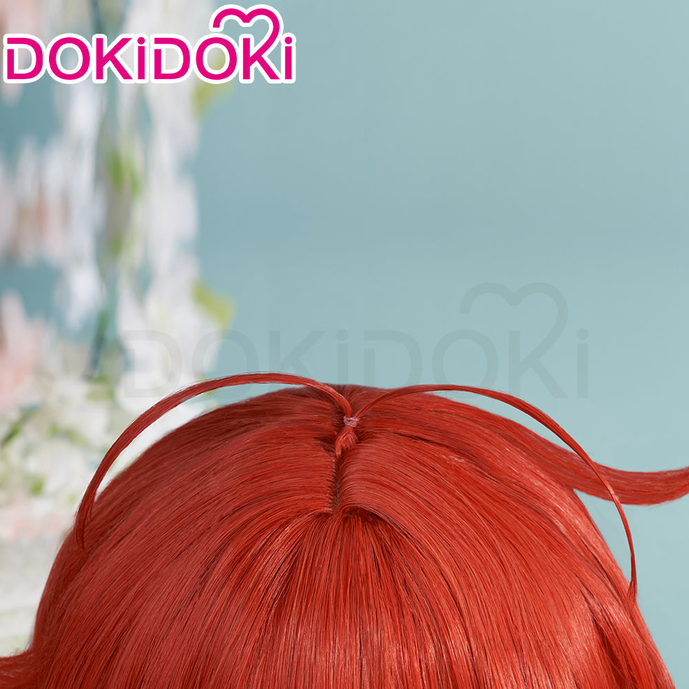 【Ready For Ship】DokiDoki Game Genshin Impact Cosplay Diluc Wig Men Long Red