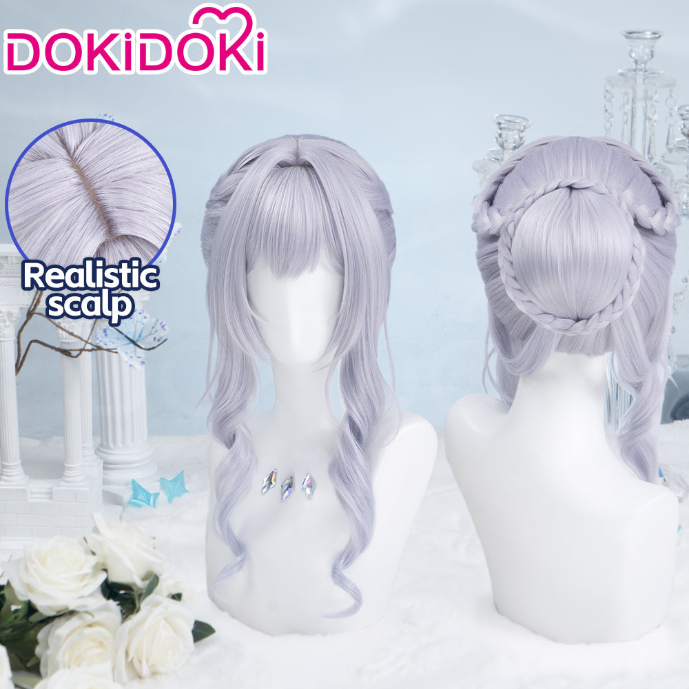 【Partially Ready For Ship】DokiDoki Game Genshin Impact Cosplay Tsaritsa Wig / Crown / Elf Ears / Earrings Long Curly Silver Hair Kokoshnik Anastasya Feodorovna Snezhnaya Sudden Snow