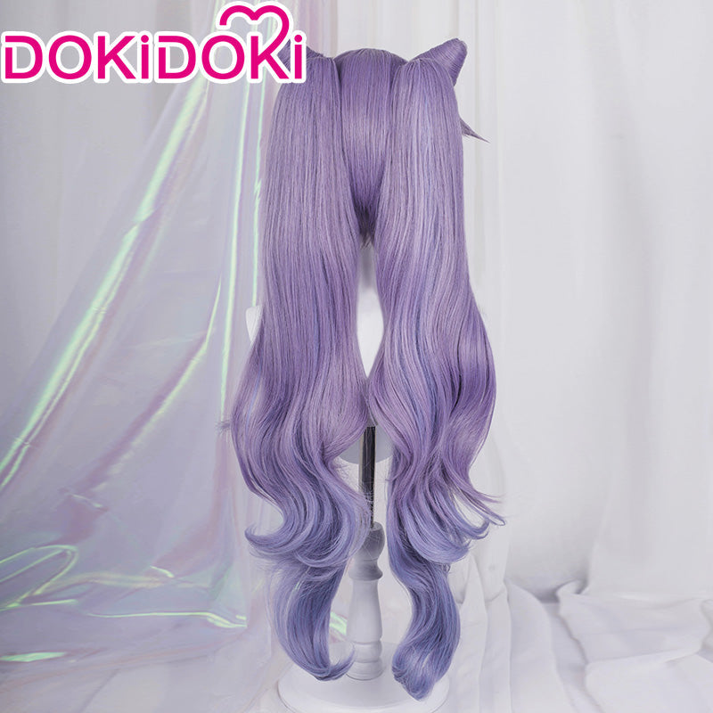 【Ready For Ship】DokiDoki Game Genshin Impact Keqing Cosplay Wig Ke Qing Long Curly Purple Wig