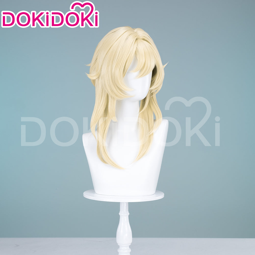【Ready For Ship】DokiDoki Game Genshin Impact Cosplay Traveler Lumine Wig / Head Accessory Long Blonde Hair Ying As Heaven and Earth Are Made Anew