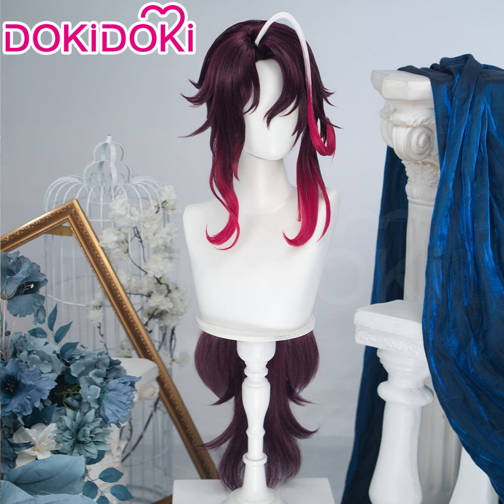 【Ready For Ship】DokiDoki Game Genshin Impact Cosplay Noy Wig Long Dark Red Gradient Hair Snezhnaya Sudden Snow