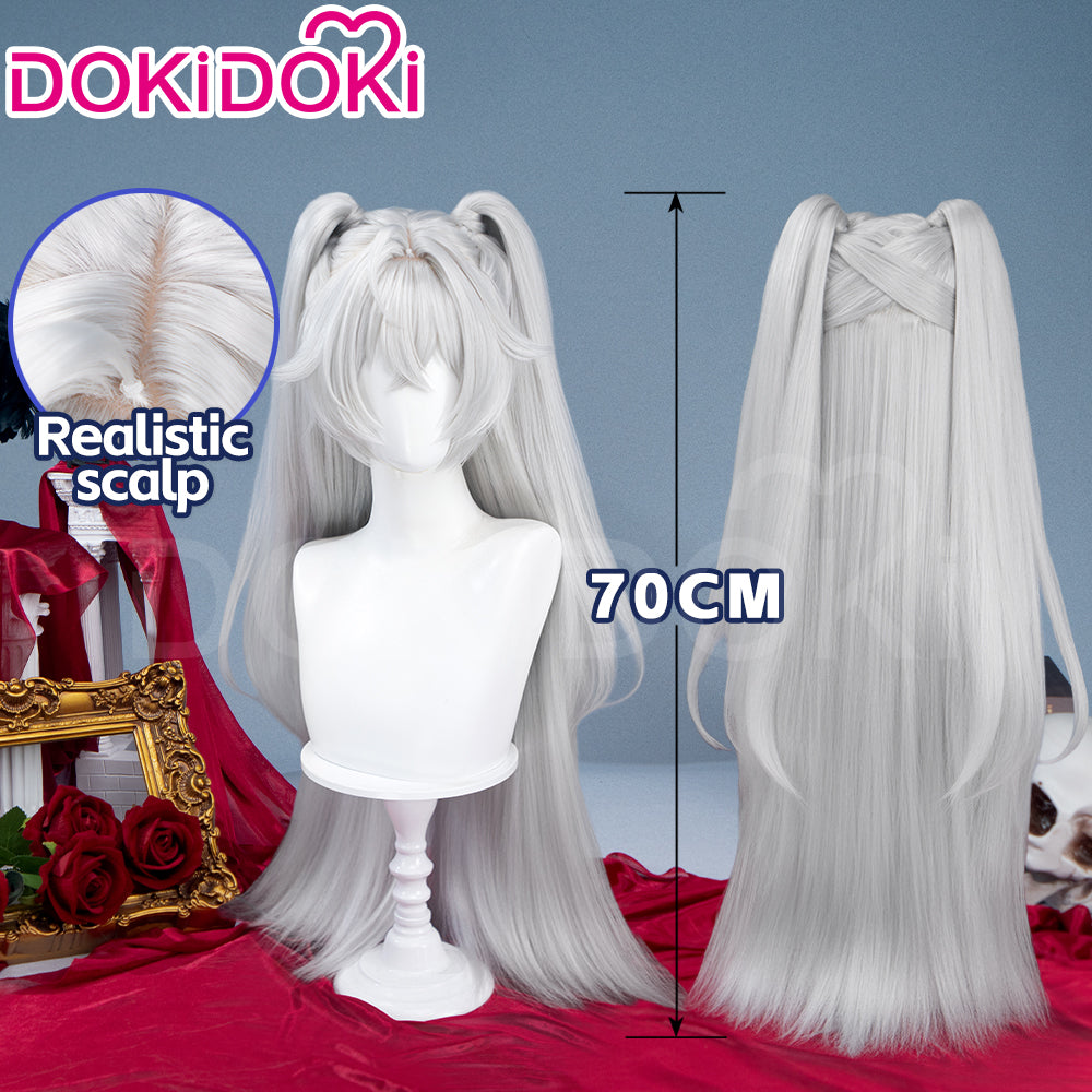【Long Ver Ready For Ship】DokiDoki Game Zenless Zone Zero Cosplay Lady Sunbringer / Lindverne Sunbringer Wig Long Straight Silver Hair Twin Tails ZZZ