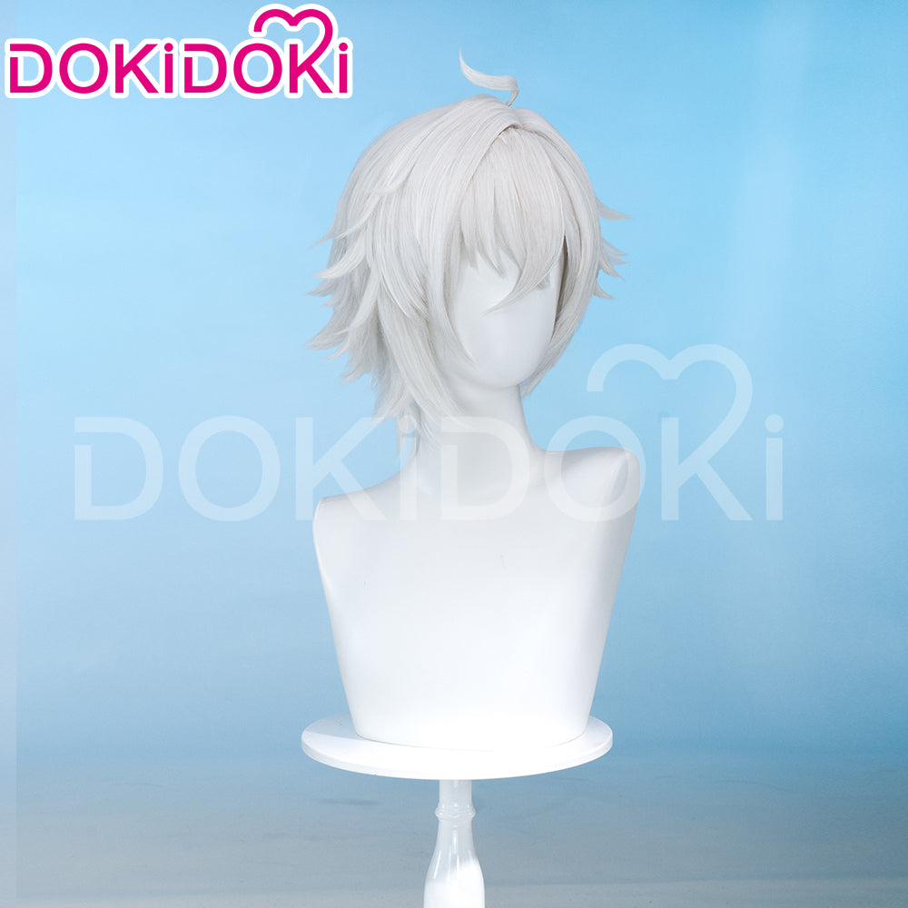 DokiDoki Game Zenless Zone Zero Cosplay Seth Lowell Wig Short Straight Silver Hair / Ear / Tail ZZZ