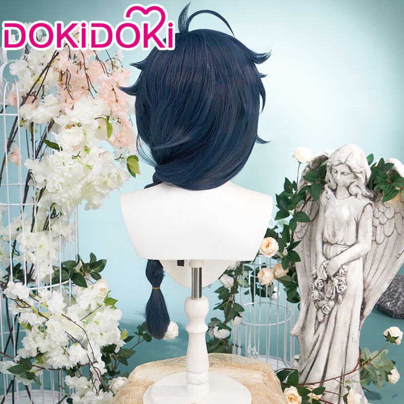 【Ready For Ship】DokiDoki Game Genshin Impact Cosplay  Kaeya Wig Long Straight Blue Highlight Hair