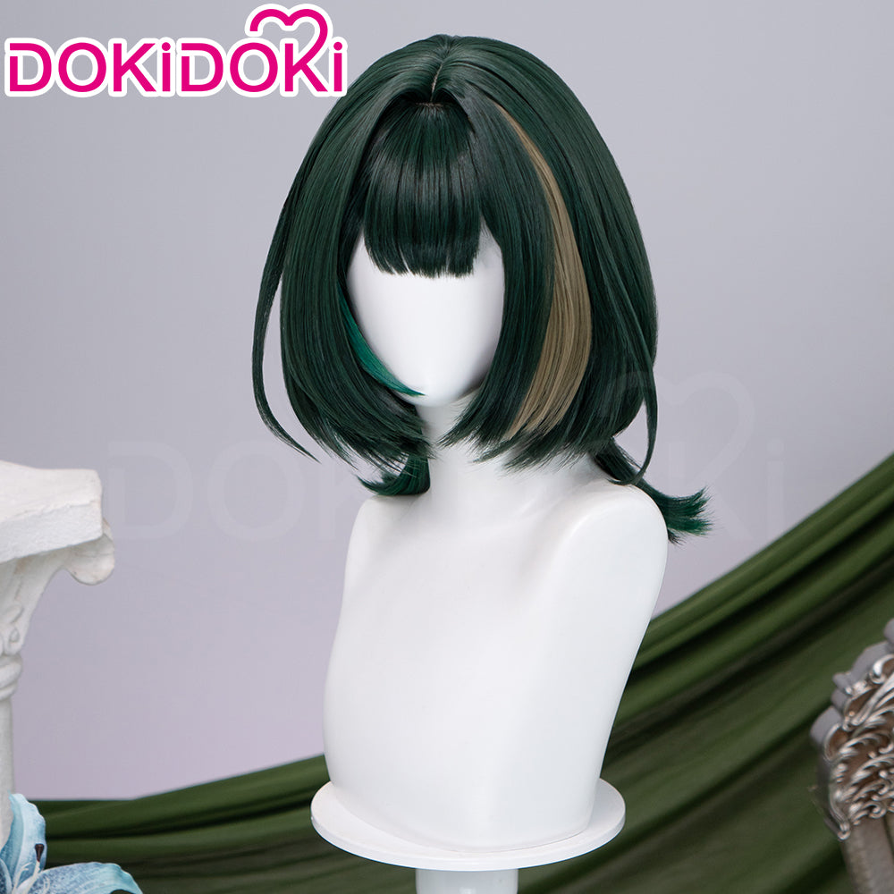 【EU Local Shipping】DokiDoki Game Genshin Impact Cosplay Nefer Wig Short Green Highlight Hair Songof the Welkin Moon