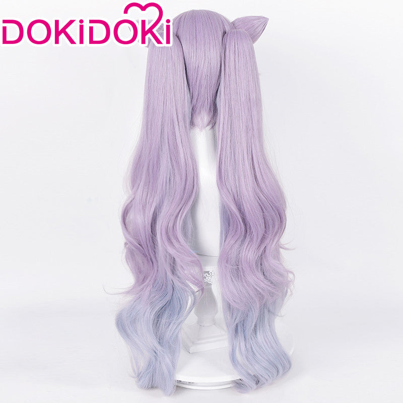 DokiDoki Game Genshin Impact Keqing Cosplay Wig Opulent Splendor Ke Qing Gradient Ver Long Curly Purple