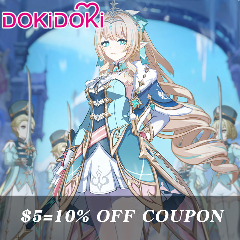 【Confirmed】$5 Deposit =10% OFF Coupon DokiDoki-SR Game Genshin Impact Cosplay Vesna Costume Snezhnaya Sudden Snow