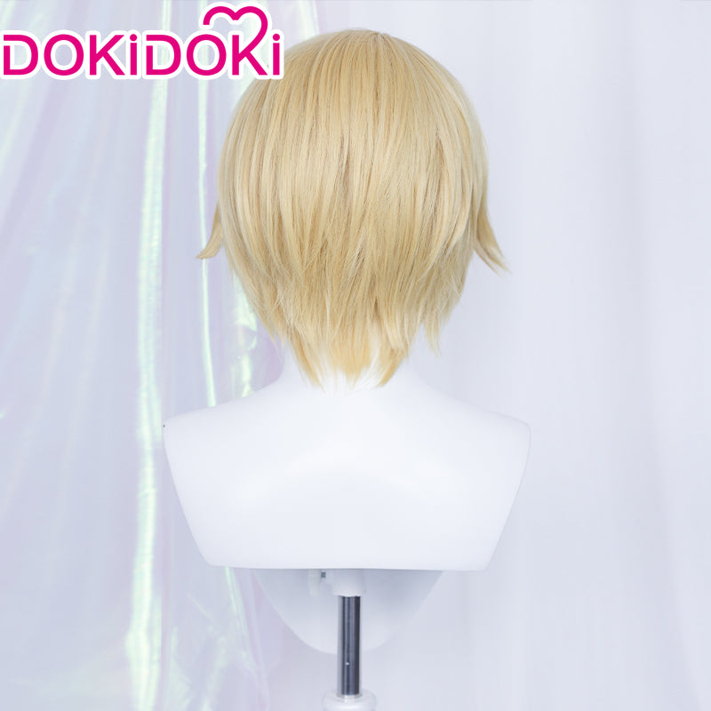【Ready For Ship】DokiDoki Game Genshin Impact Cosplay Dainsleif Cosplay Wig  Men Short Golden