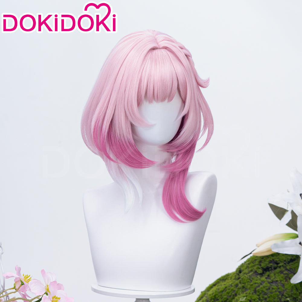 【EU Local Shipping】DokiDoki Game Honkai: Star Rail Cosplay Cyrene Wig Short Curly Light Dark Pink Gradient Hair / Head Accessory Set