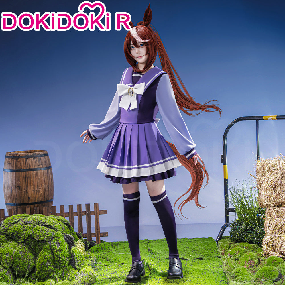 【Partially Ready For Ship】【Size XS-3XL】DokiDoki-R Game Cosplay School Uniform Costume Purple Dress