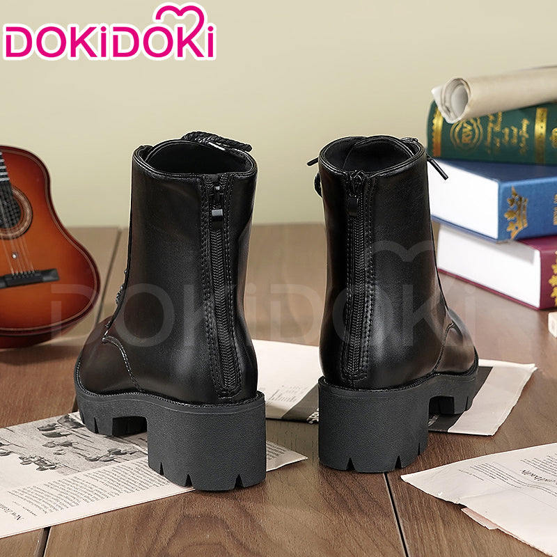 【Ready For Ship】DokiDoki Black Cropped Boots Universal Version Zipper Design Mid Calf Boots