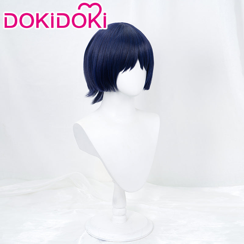 【Blue Highlights Ver Ready For Ship】DokiDoki Game Genshin Impact Cosplay Scaramouche Wig Wanderer Short Dark Blue