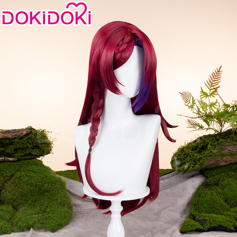 【US LOCAL SHIPPING 】DokiDoki Game Genshin Impact Chasca Cosplay Wig  Long Straight Red Hair Natlan