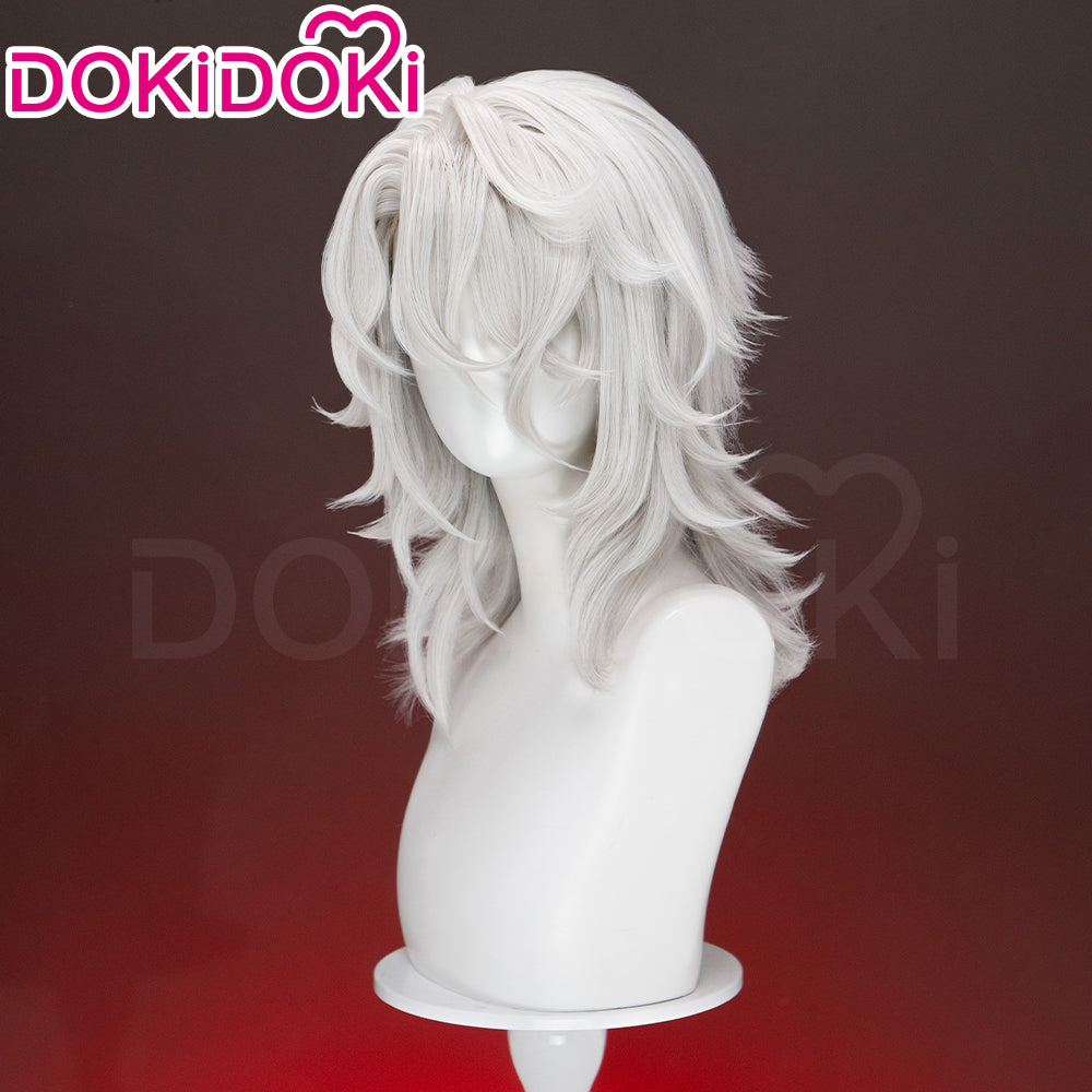 【Ready For Ship】DokiDoki Game Genshin Impact Cosplay Rerir Wig Long Curly White / Dark Hair Racher of Solnari
