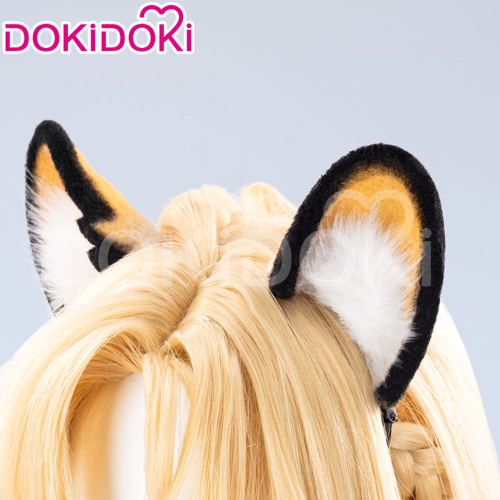 【Ready For Ship】DokiDoki Game Genshin Impact Xilonen Cosplay Wig / Ears Long Curly Yellow Hair Natlan