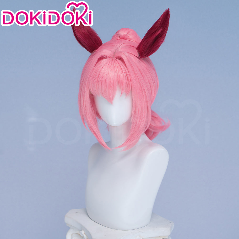 【Ready For Ship】DokiDoki Game Cosplay Wig / Tail Long Curly Pink Hair Ponytail Detachable Braid