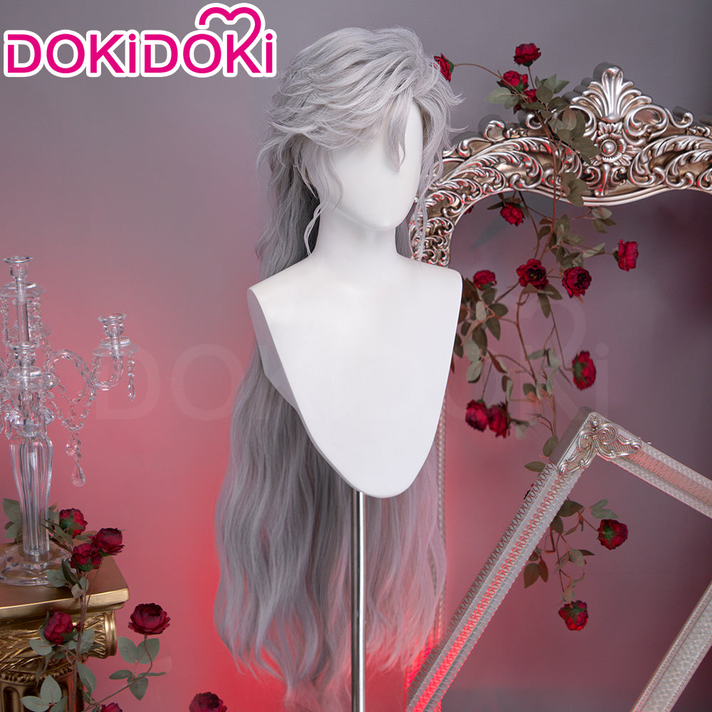 【Partial Ready For Ship】【Front Lace】DokiDoki Game Love and Deepspace Cosplay Sylus Wig Long Curly Silver Hair Silverwing Fiend