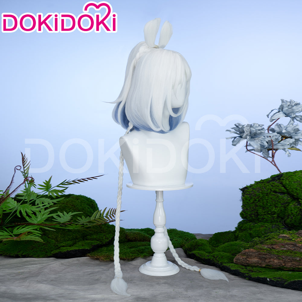DokiDoki Game Genshin Impact Cosplay Mualani Wig / Accessories Headwear Long Straight White Blue Hair Natlan
