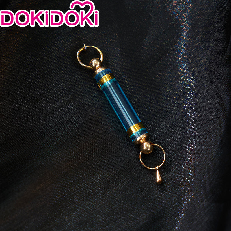 【Ready For Ship】DokiDoki Game Genshin Impact Fatui Harbinger Cosplay  Il Dottore Wig / Earrings Short Curly Blue