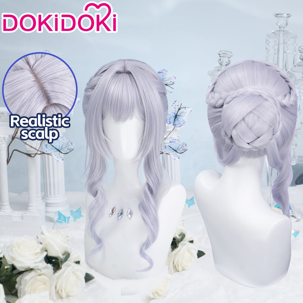 【Partially Ready For Ship】DokiDoki Game Genshin Impact Cosplay Tsaritsa Wig / Crown / Elf Ears / Earrings Long Curly Silver Hair Kokoshnik Anastasya Feodorovna Snezhnaya Sudden Snow