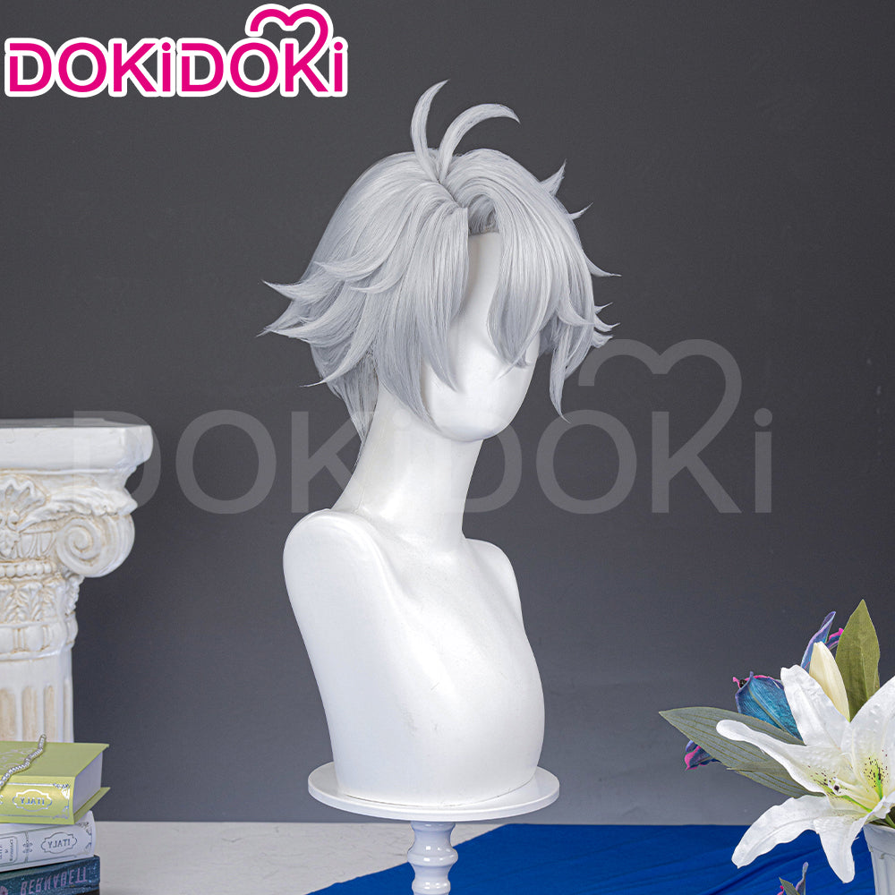 【Partially Ready For Ship】DokiDoki Game Honkai: Star Rail Cosplay Phainon Wig / Weft / Tattoo /  Ear Clips Short Straight Silver Hair Darkening
