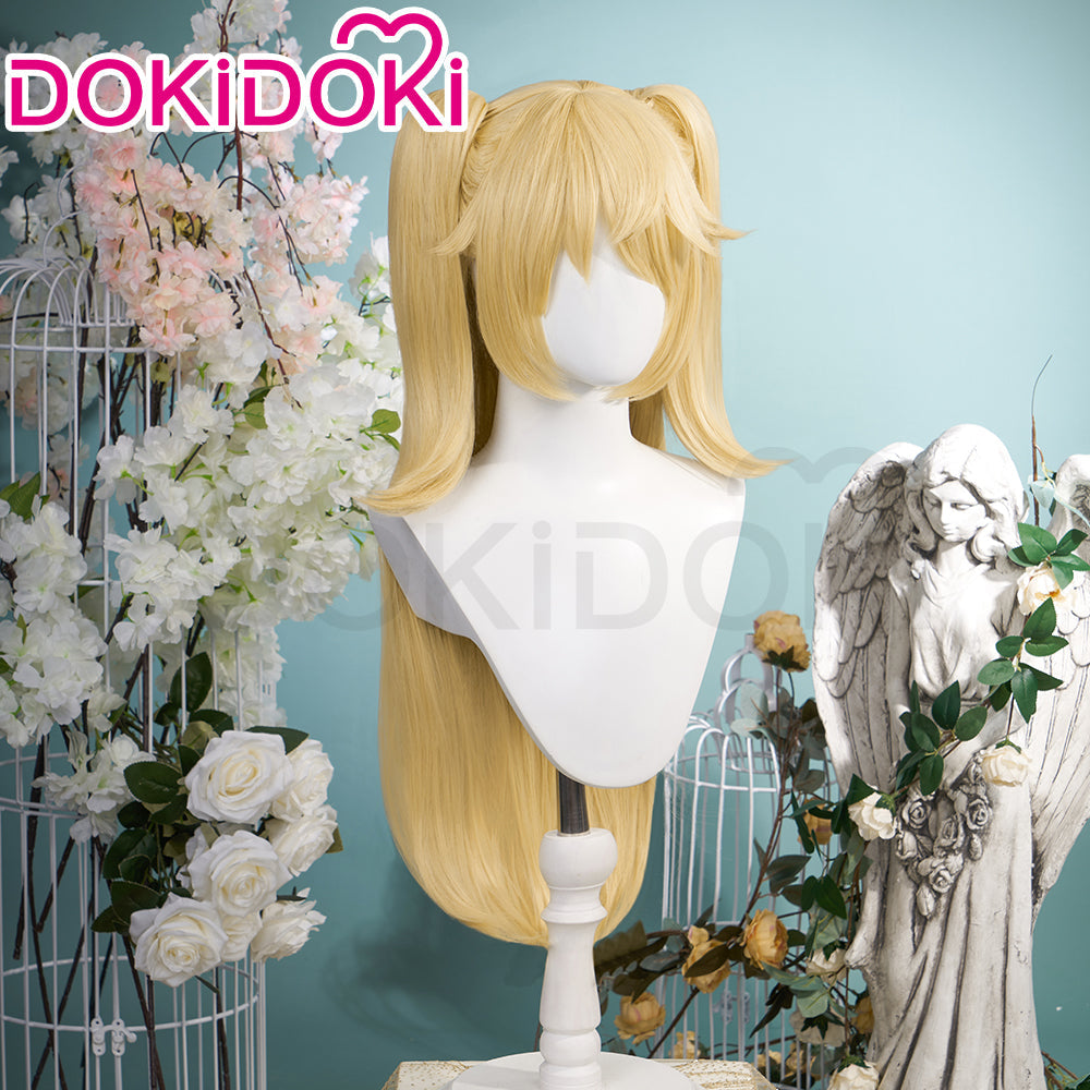 【Ready For Ship】DokiDoki Game Genshin Impact Cosplay Fischl Wig Long Straight  Ponytail Blonde