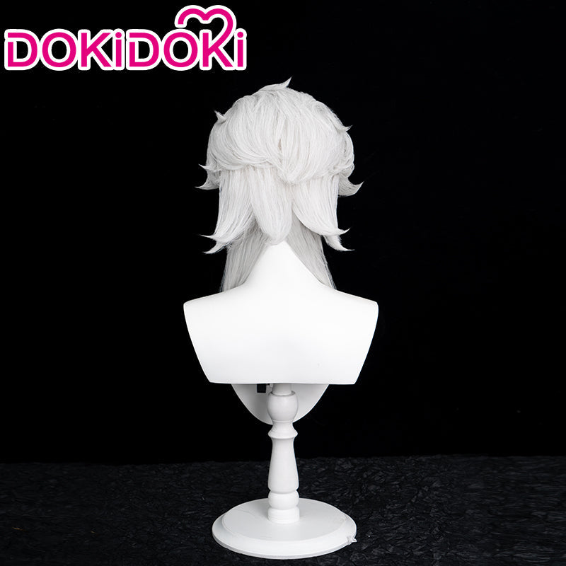 【Ready For Ship】【Front Lace】DokiDoki Game Genshin Impact Fatui Harbinger Cosplay Pierro Cosplay Wig White Front Lace