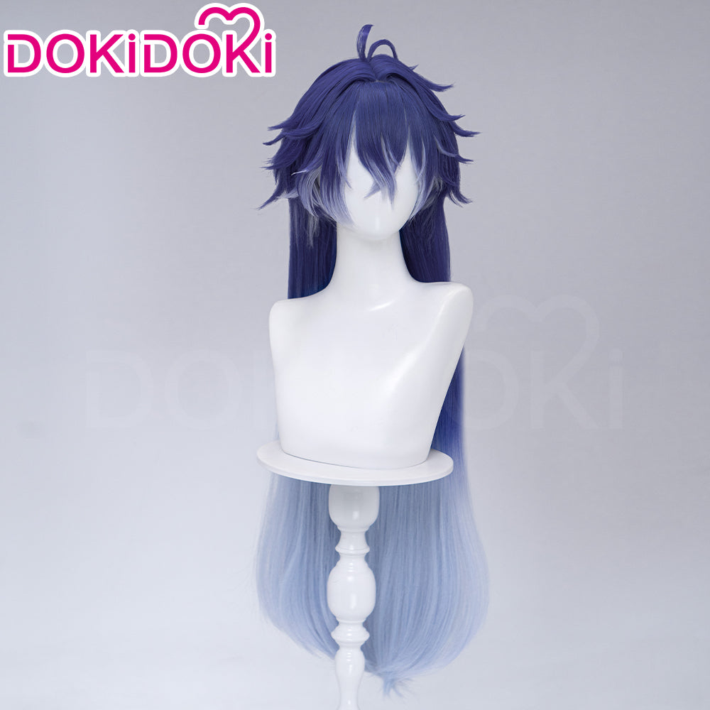 DokiDoki Game Genshin Impact Cosplay Flins Wig Long Blue Gradient Hair Song of the Welkin Moon
