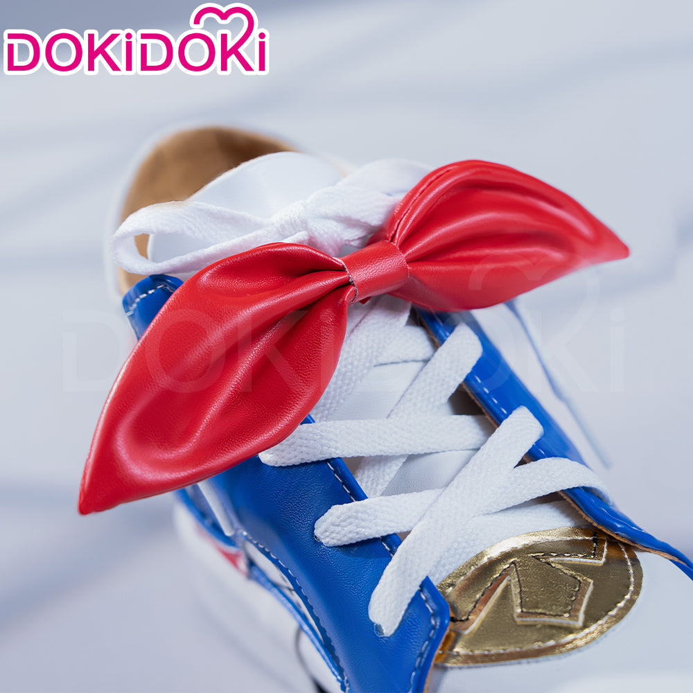 DokiDoki Game Cosplay Shoes Whte Blue Red Bow Boots