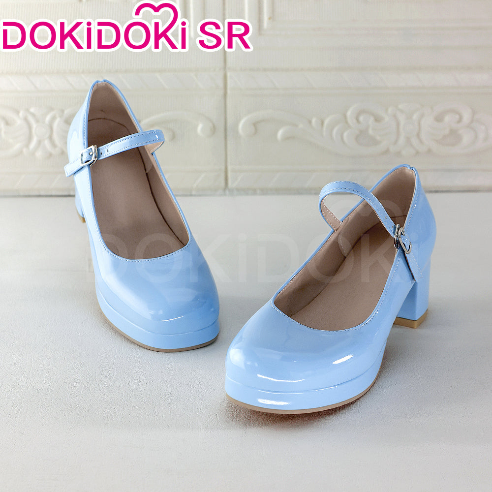 DokiDoki-SR Anime Game Pink / Blue Preppy-Style Leather Shoes High heel