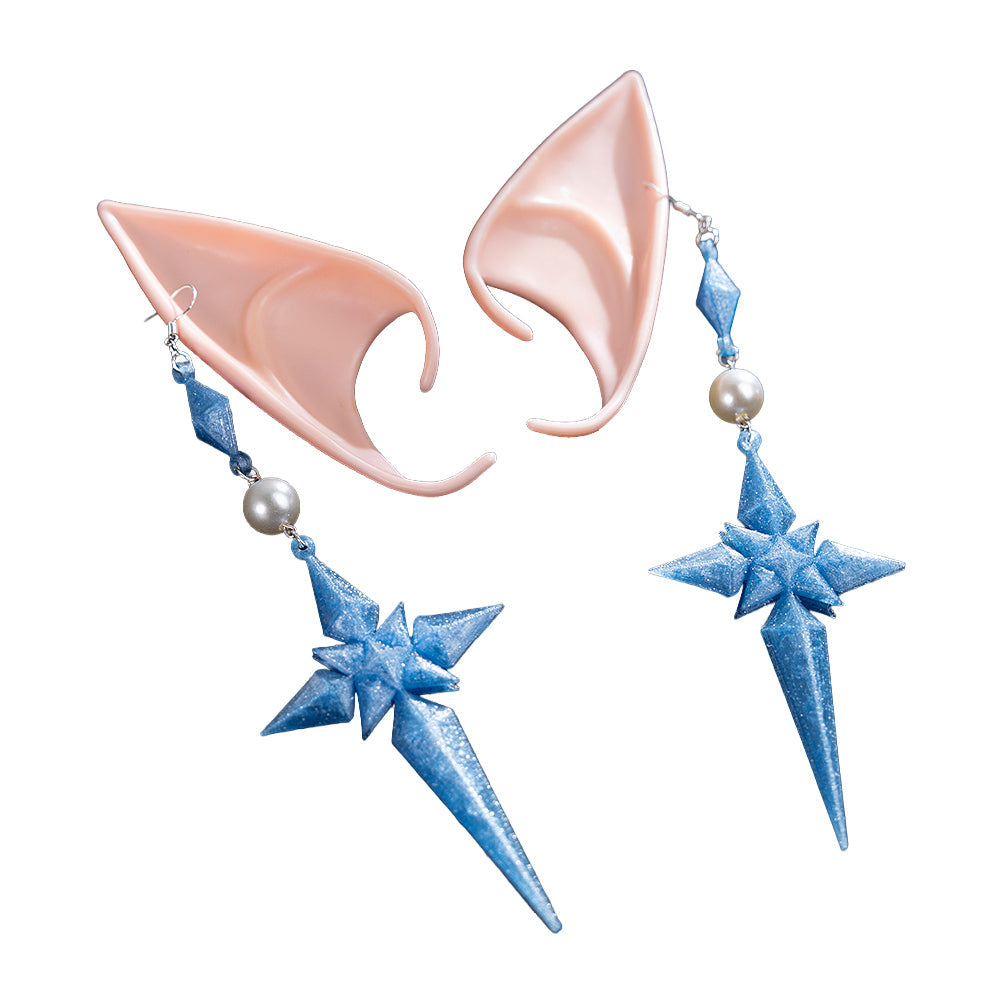 【Partially Ready For Ship】DokiDoki Game Genshin Impact Cosplay Tsaritsa Wig / Crown / Elf Ears / Earrings Long Curly Silver Hair Kokoshnik Anastasya Feodorovna Snezhnaya Sudden Snow