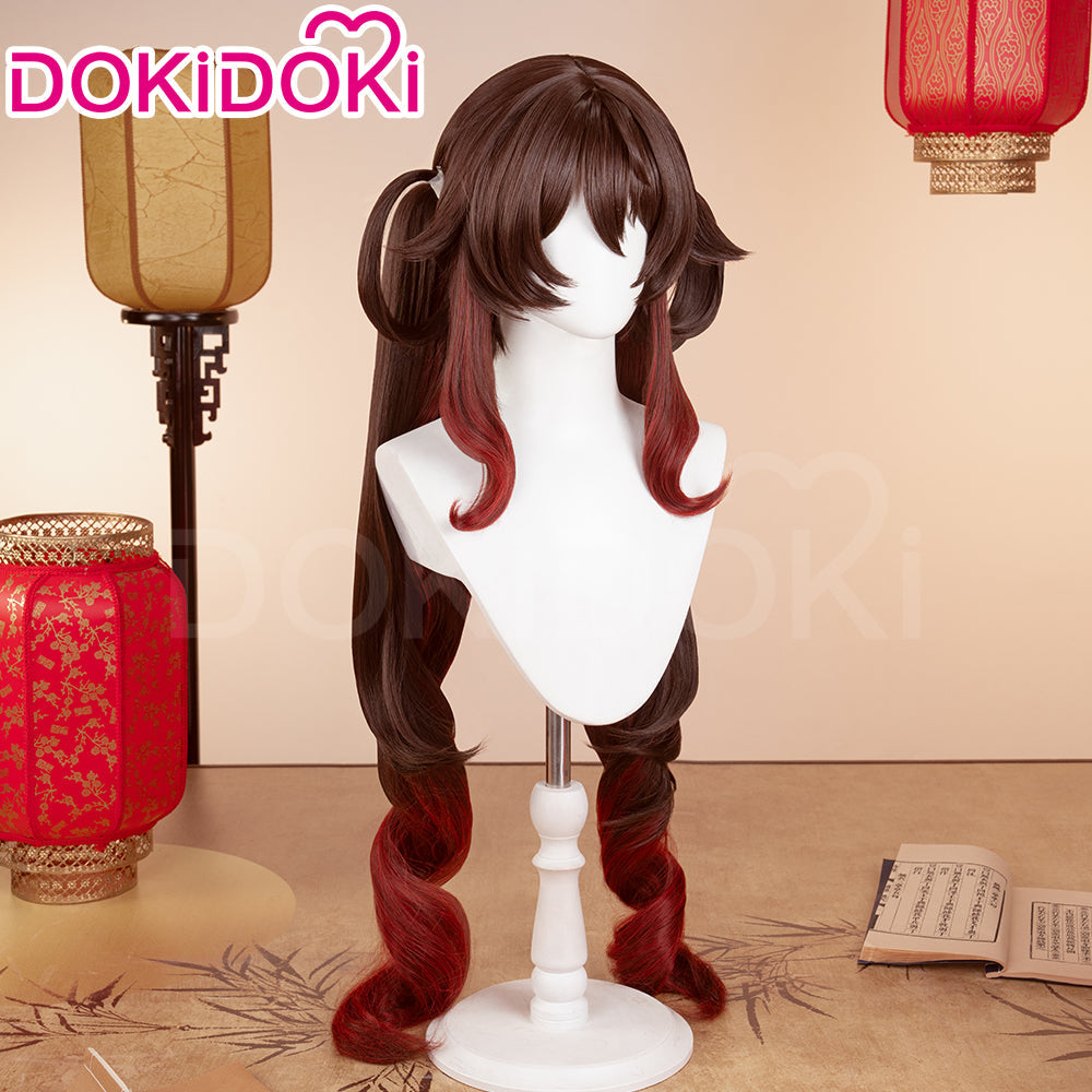 【Ready For Ship】DokiDoki Game GenShin Impact Cosplay Hu Tao Lantern Rite Wig Long Gradient Brown Hair Double Ponytails Hutao
