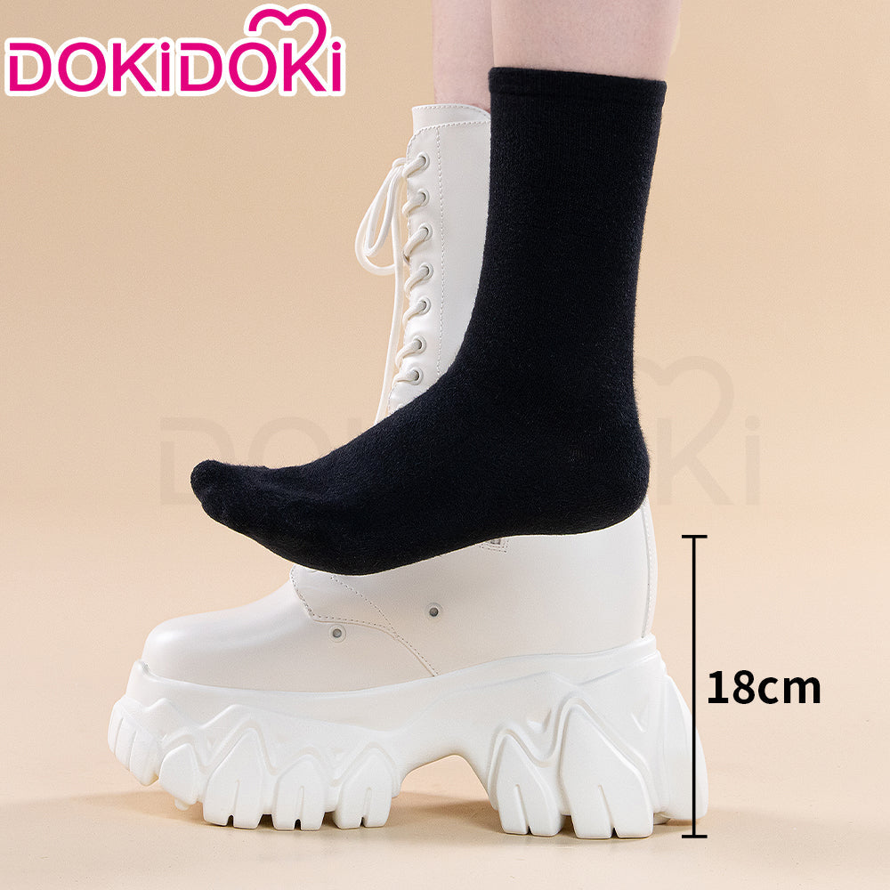 【Partially In Stock】【18 CM】DokiDoki Height Increasing Shoes / Elevator Shoes Martin Boots Black White Invisible Thick-Soled 18CM