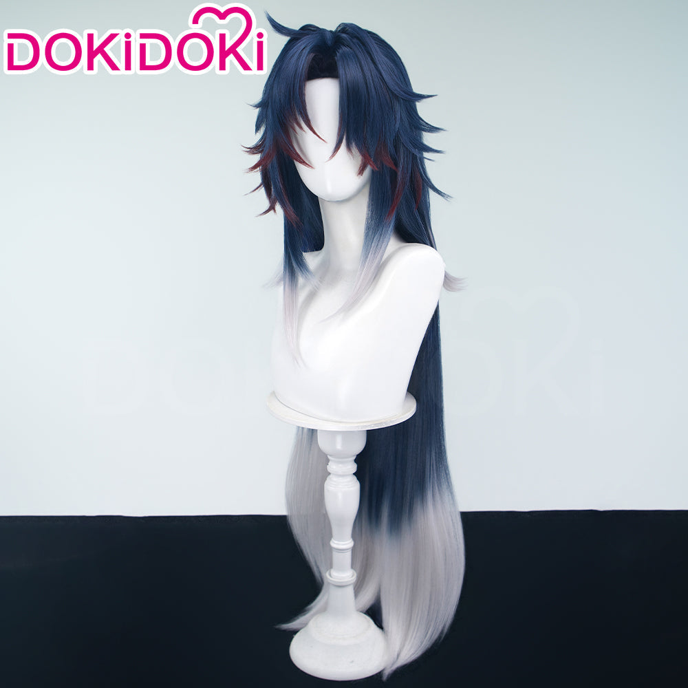 DokiDoki Game Honkai: Star Rail Cosplay Blade / Mortenax Blade Wig Long Straight Dark Blue Red Silver Gradient Hair / Wefts / Earring Blade SP Planarcadia